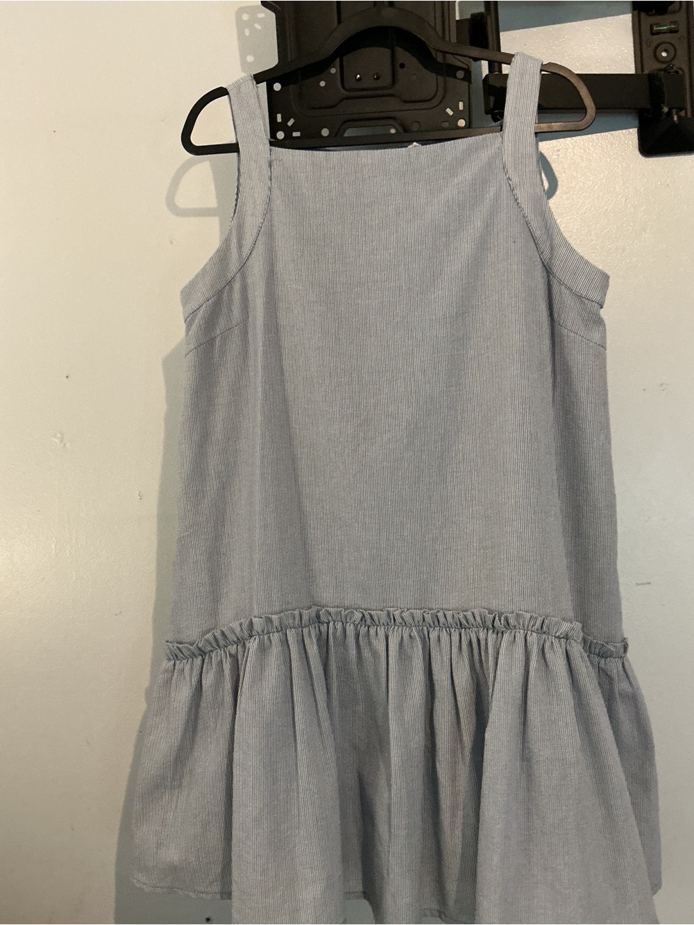 Light Blue Seersucker drop waist dress